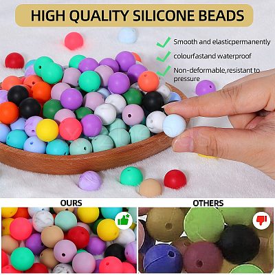 80Pcs Round Silicone Focal Beads SIL-SZ0001-24-04-1