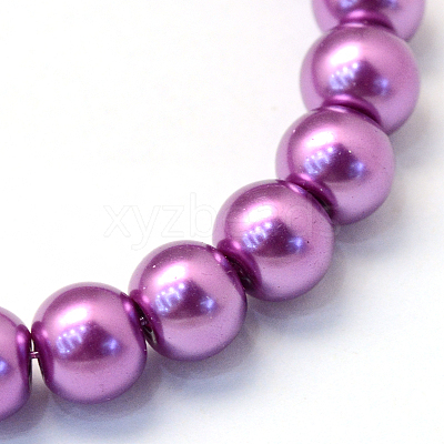Baking Paint Pearlized Glass Pearl Round Bead Strands X-HY-Q330-8mm-16-1