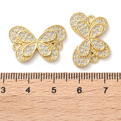 Rack Plating Brass Cubic Zirconia Butterfly Connector Charms KK-C084-31A-G01-1