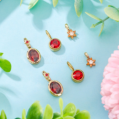 4Pcs 2 Styles Brass Micro Pave Cubic Zirconia & 2Pcs Stainless Steel Rhinestone Pendants ZIRC-TA0001-29-1