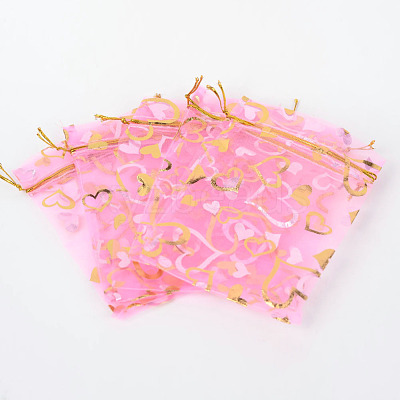 Heart Printed Organza Bags OP-R022-10x15-02-1