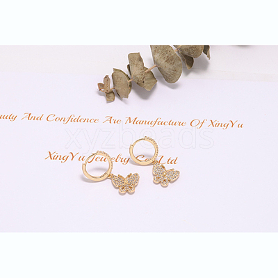Brass Micro Pave Grade AAA Cubic Zirconia Huggie Hoop Earrings JE022A-X-1