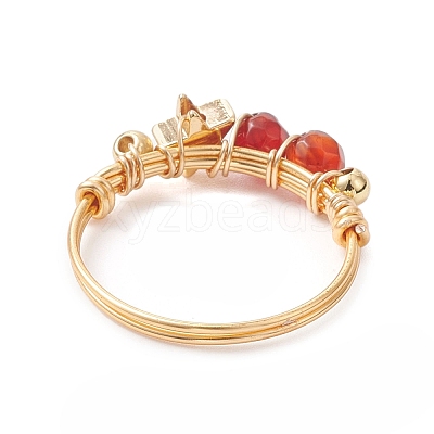 4Pcs 4 Styles Natural Gemstone Finger Rings RJEW-TA00226-1