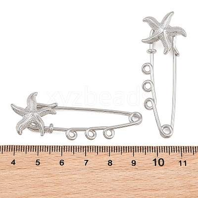 Starfish 304 Stainless Steel Safety Pins Brooch Findings SA-CBA098D-16H-P03-1