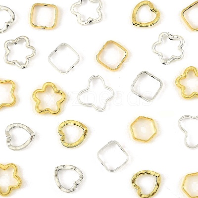 100Pcs 10 Styles Alloy Bead Frame FIND-FS0004-92-1