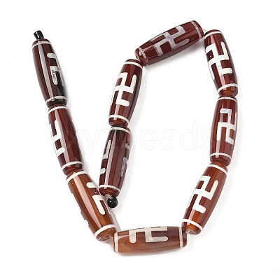 Rice Shape Tibetan Style dZi Beads Strands G-A269-A16-01-1