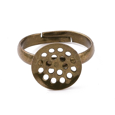 DIY Antique Bronze Adjustable Brass Sieve Ring Bases X-EC163-3NFAB-1