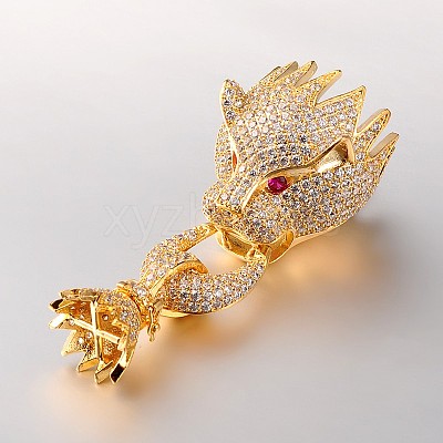 Fashionable Brass Micro Pave Cubic Zirconia Fold Over Clasps ZIRC-M047-G-RS-1