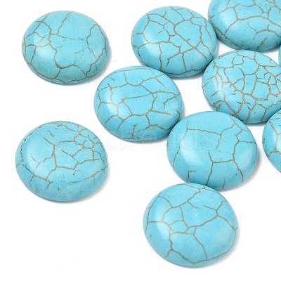 Craft Findings Dyed Synthetic Turquoise Gemstone Flat Back Dome Cabochons TURQ-S266-20mm-01-1