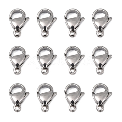 Tarnish Resistant Polished 316 Surgical Stainless Steel Lobster Claw Clasps X-STAS-R072-12A-1