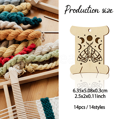 14Pcs 14 Style Plywood Thread Winding Boards WOOD-WH0060-06-1