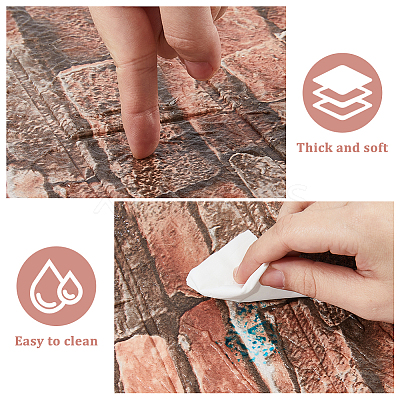 XPE Foam 3D Anticollision Wall Stickers Brick Pattern Stickers DIY-WH0591-086B-1