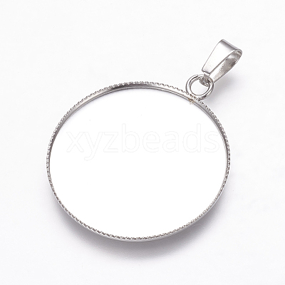 Tarnish Resistant 201 Stainless Steel Pendant Cabochon Settings STAS-P160-06P-1