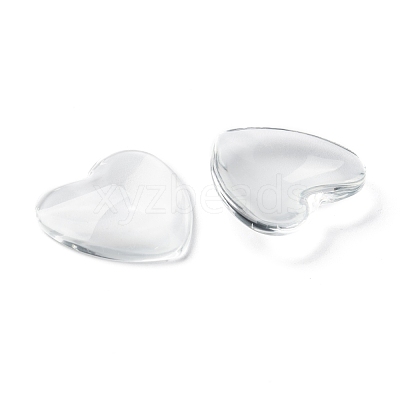Transparent Glass Heart Cabochons GGLA-R021-25mm-1