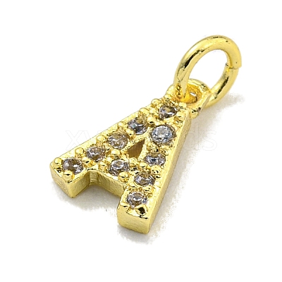 Letter Brass Micro Pave Clear Cubic Zirconia Pendants KK-K354-06G-A-1
