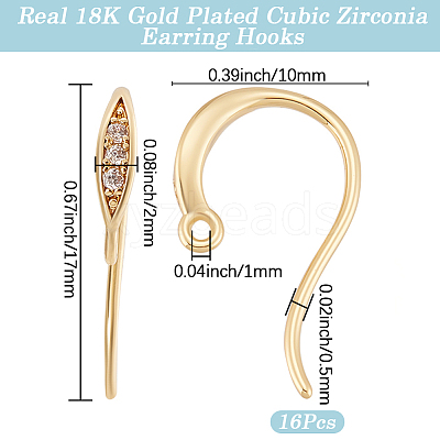 8 Pairs Brass Earring Hooks KK-BBC0027-65G-1