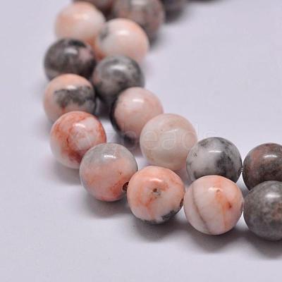 Natural Pink Zebra Jasper Beads Strands X-G-P231-01-10mm-1