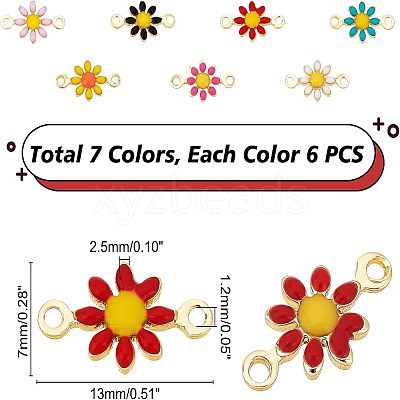 42Pcs 7 Colors Brass Enamel Links Connectors KK-FH0003-09-1