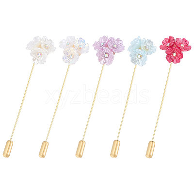 5Pcs Forget-me-not Alloy Lapel Pins JEWB-PH01277-1