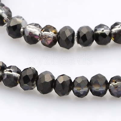 Half Plated Faceted Rondelle Glass Beads Strands GLAA-A024B-HP02-1
