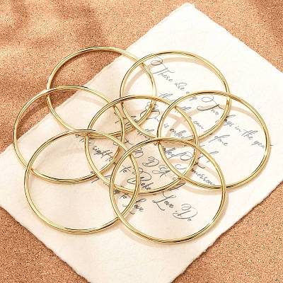 7Pcs PVD Vacuum Plating 201 Stainless Steel Plain Bangle Sets for Women BJEW-L664-022C-G02-1