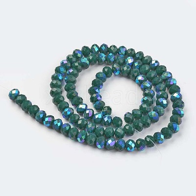 Electroplate Opaque Solid Color Glass Beads Strands EGLA-A034-P8mm-L06-1