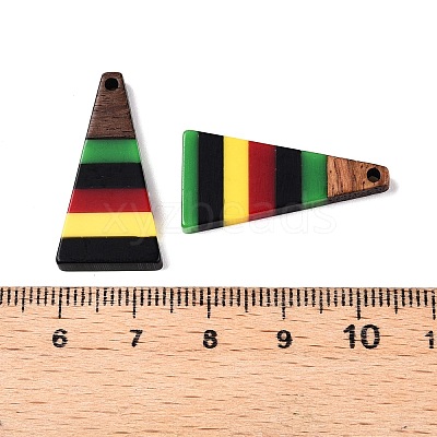 Jamaican Colour Epoxy Resin & Walnut Wood Pendants RESI-N039-122L-1