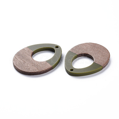 Opaque Resin & Walnut Wood Pendants RESI-T035-37C-1