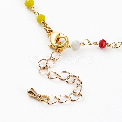 Faceted Glass Beaded Necklaces NJEW-JN03278-02-1