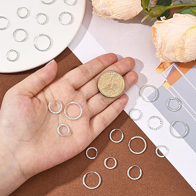 24Pcs 3 Styles Brass Textured Hoop Earrings EJEW-SC0010-89S-1