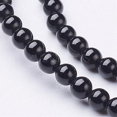Natural Black Onyx Round Beads Strands GSR3mmC097-1