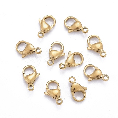 Ion Plating(IP) 304 Stainless Steel Lobster Claw Clasps X-STAS-H353-C-02G-1