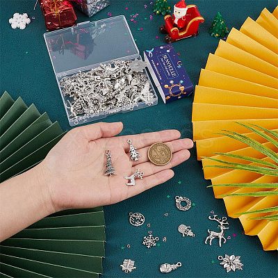 96Pcs 16 Style Tibetan Style Alloy Pendants FIND-SC0004-75-1