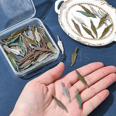 60Pcs 4 Colors Tibetan Style Alloy Pendants TIBEP-FS0001-18-1