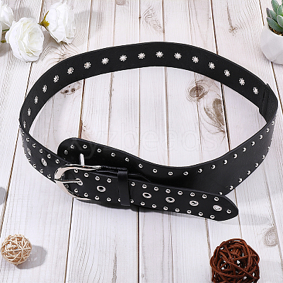 Imitation Leather with Alloy Rivets Chain Belts AJEW-WH20006-449A-1