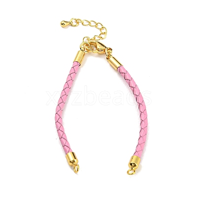 Leather Braided Cord Link Bracelets MAK-K022-01G-13-1