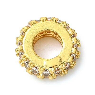 Rack Plating Brass Clear Cubic Zirconia European Beads KK-G501-06A-G-1