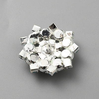 1-Hole Alloy Rhinestone Shank Buttons BUTT-WH0020-35A-1