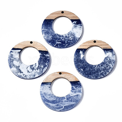 Opaque Resin & Walnut Wood Pendants RESI-T035-22-1