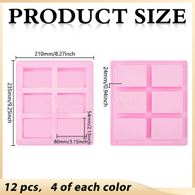 12Pcs 3 Colors Silicone Soap Molds DIY-GO0003-24-1
