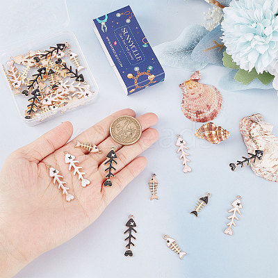 48Pcs 6 Style Alloy Pendants ENAM-SC0003-29-1