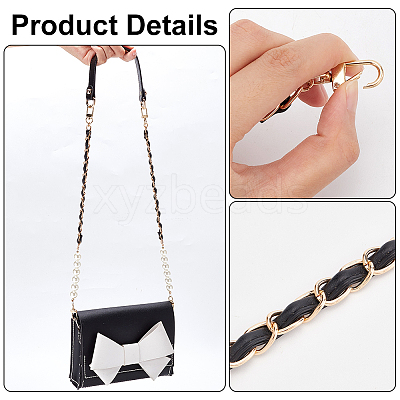 3Pcs 2 Style PU Leather Shoulder Strap & ABS Plastic Imitation Pearl Bag Chain Straps FIND-WR0009-24-1