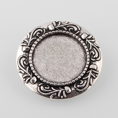 Vintage Alloy Brooch Cabochon Bezel Settings X-PALLOY-O038-32AS-1