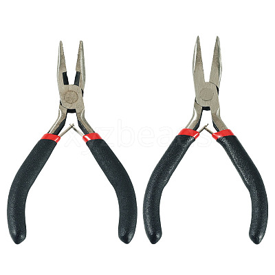 2Pcs 2 Styles Carbon Steel Chain Nose Pliers for Jewelry Making Supplies TOOL-TADJ0001-07-1