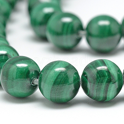 Natural Malachite Beads Strands G-S264-21-10mm-1