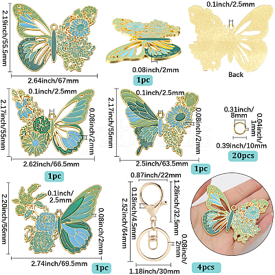 DIY Alloy Enamel Butterfly Pendants Keychain Making Kits DIY-SP0003-10C-1
