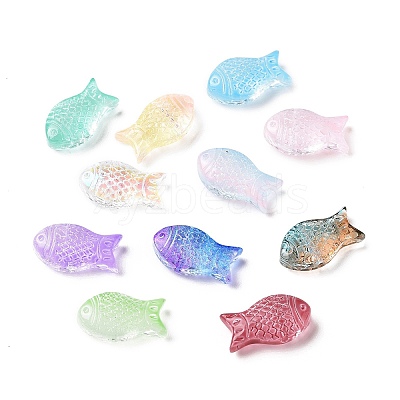 Transparent Spray Painted Glass Beads X-GLAA-I050-10-1