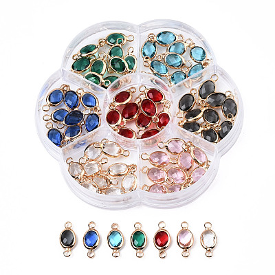 70Pcs 7 Colors K9 Glass Connector Charms GLAA-N038-24-1