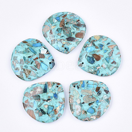 Assembled Synthetic Imperial Jasper and TurquoisePendants G-S329-045A-1