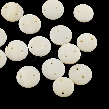 2-Hole Flat Round Freshwater Shell Buttons SHEL-Q005-12-1